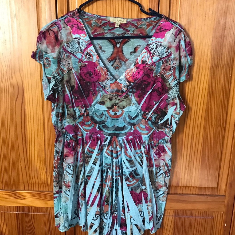 V neck multicolor blouse